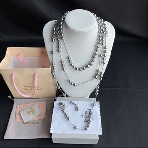 Brand New Vivienne Westwood Gray Irregular Pearl Necklace